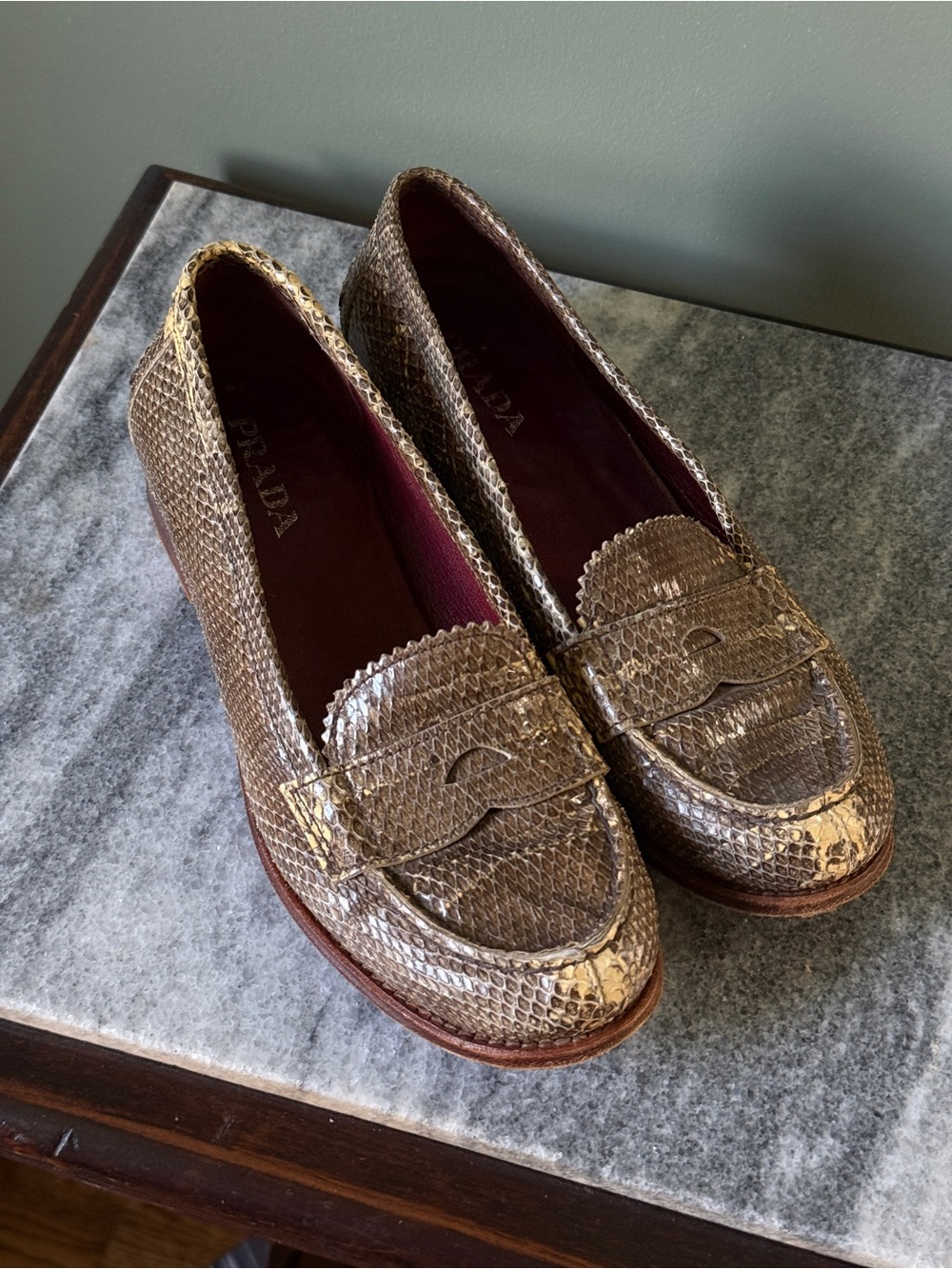 Prada Vintage Snakeskin Loafers - Size 36